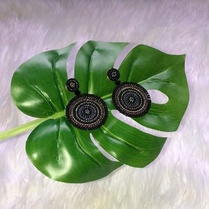 Black and Gold Beaded Earrings